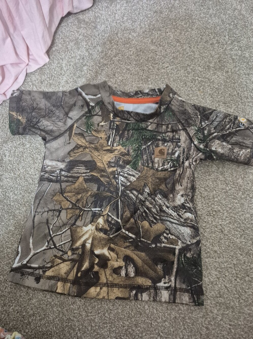 Carhartt Kids Realtree-Style Camo Short Sleeve Shirt in Brown & Green